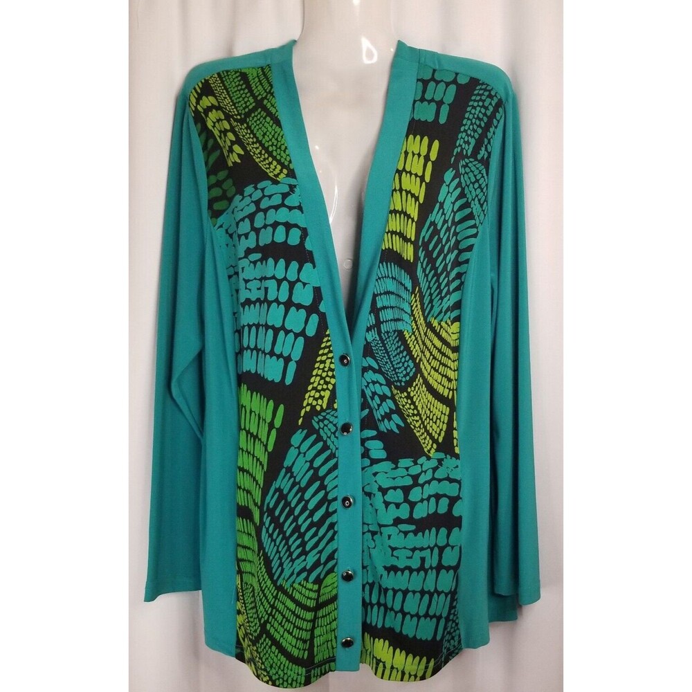 Bob Mackie Women's Cardigan Wearable Art Liquid Knit Long Sleeve Size Large - Picture 2 of 5